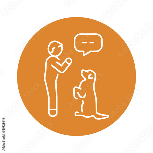 Stand command color line icon. Dog training.