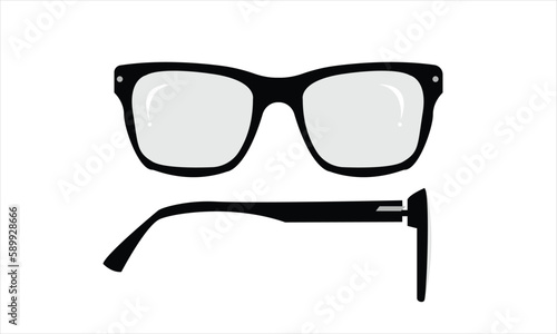 glasses vector front and side view isolated on white background