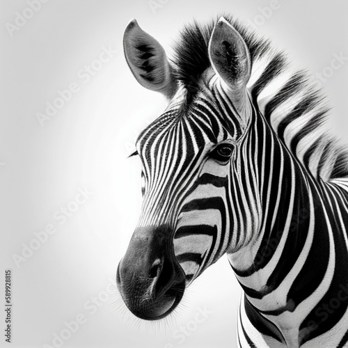 Monochromatic Majesty  A Stunning Portrait of a Zebra in Black and White