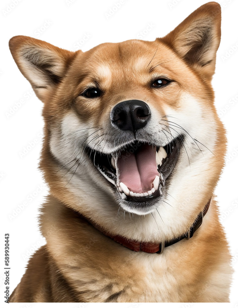 Portrait of a Dog Laughing, Isolated/Transparent Background