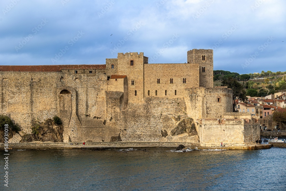 Medieval castle in the French village of Collioure on the Mediterranean coast