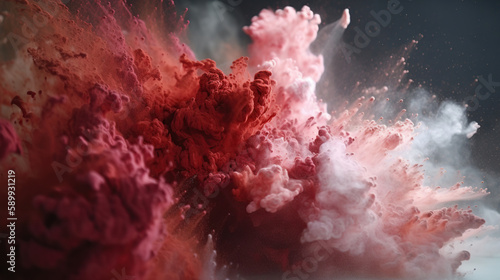 Explosion of colored powder on black background. generative ai © maniacvector