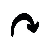 Sketch arrow heart black line icon.