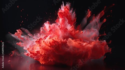 Explosion of colored powder on black background. generative ai