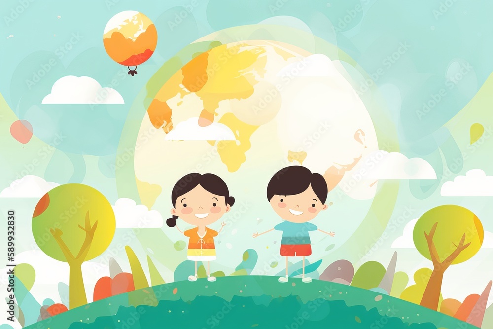 world childrens day flat girl and boy cartoon world childrens day flat girl and boy cartoon
