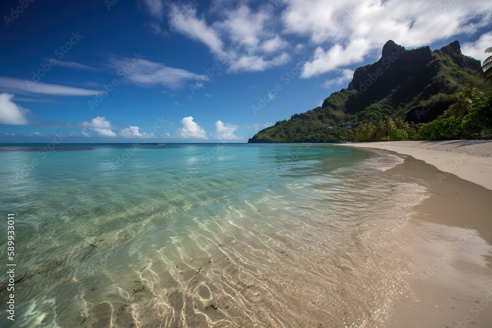Obraz premium Matira Beach French Polynesia , generative artificial intelligence