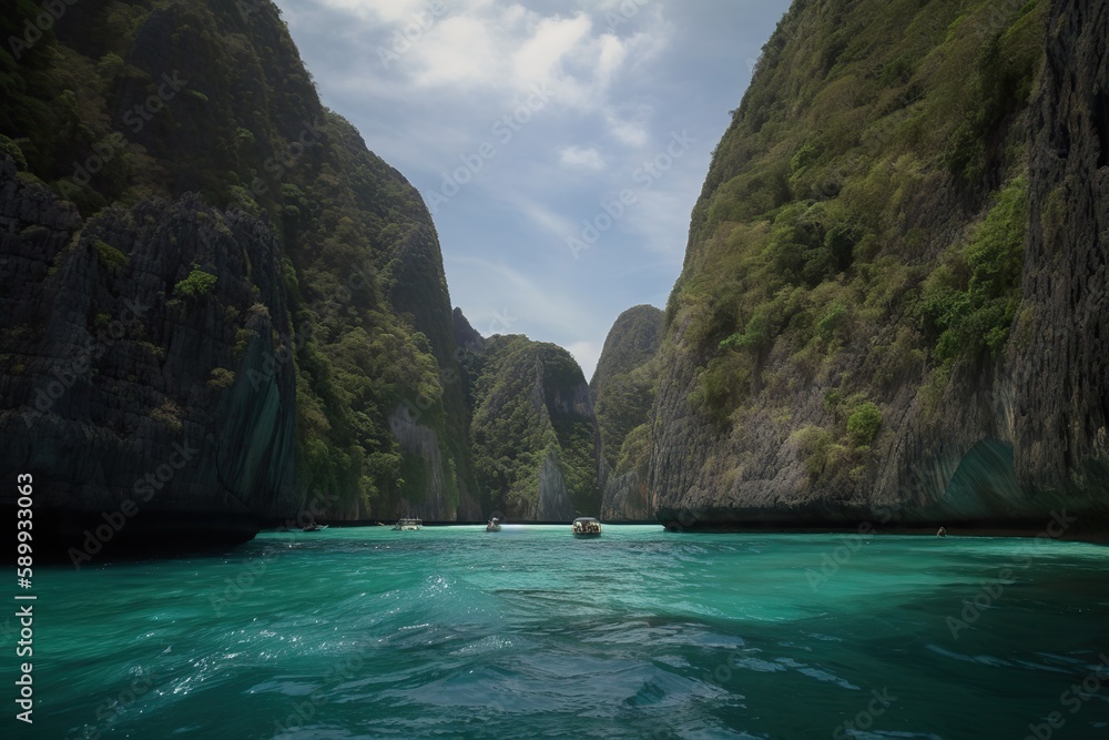 Obraz premium Maya Bay Thailand, generative artificial intelligence