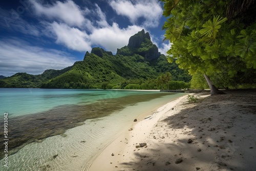 Matira Beach French Polynesia , generative artificial intelligence photo