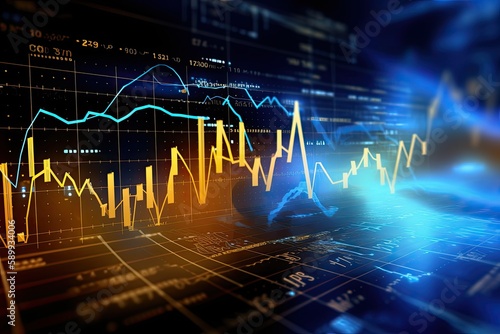 Wallpaper Mural Business digital graph chart in stock trade market. Growth investment. Generative AI Torontodigital.ca