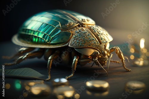 A Close-Up of a Beetle on a Table: Capturing the Intricate Details of Nature from an Aerial Perspective © Arnolt