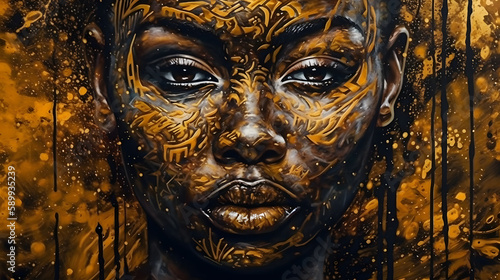 Yellow Face: A Bold and Artistic Portrait of an Afro-American Woman