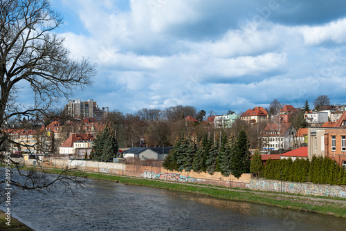 Panorama Zgorzelec am Neißeufer  an einem sonnigen Frühlingstag