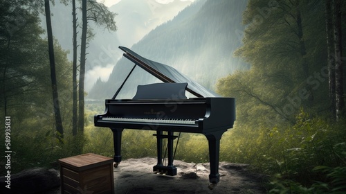 Captivating Nature-Inspired Yamaha Piano: A High-Quality Photograph