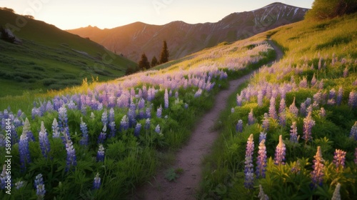 Hiking at Dawn near Crested Butte: Lupine's Trail photo