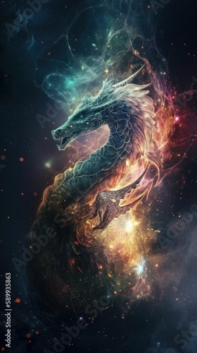 Powerful Mystical Dragon Soaring Through Milky Way's Cosmic Expanse
