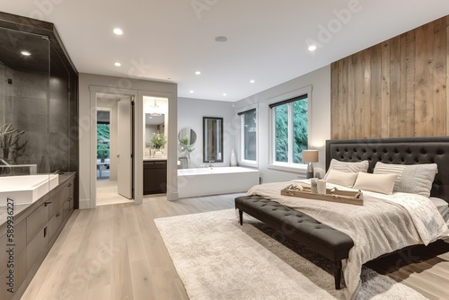 Luxurious large bedroom, Generative AI © interior
