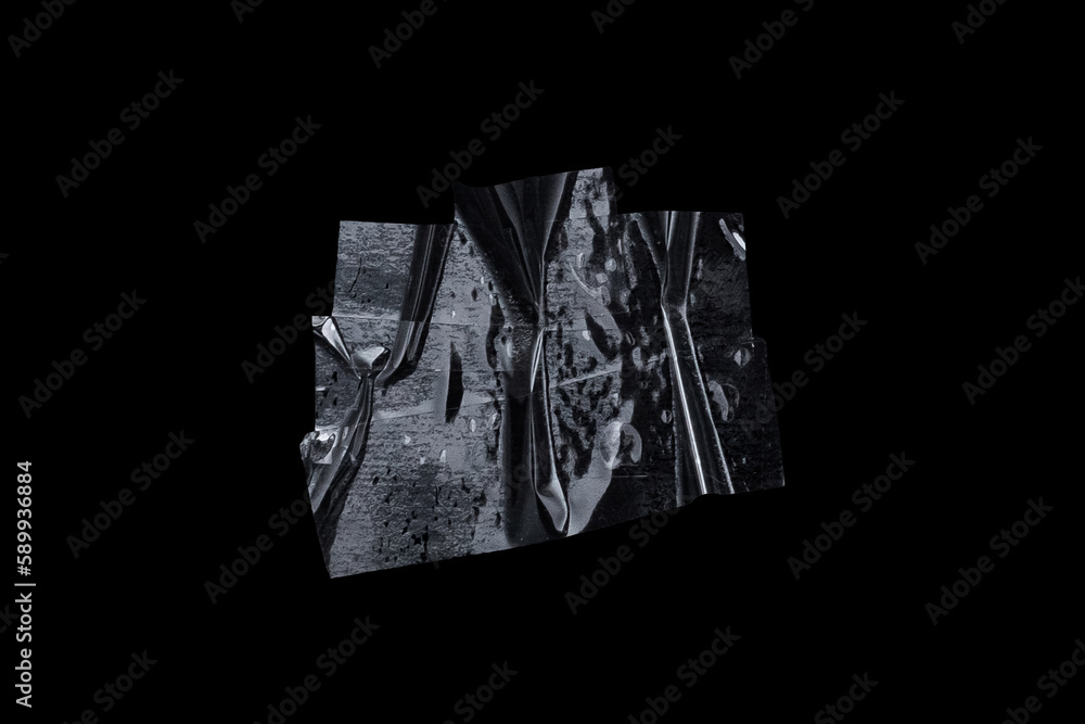Transparent adhesive tape strips isolated on black background crumpled clear plastic sticky snips texture overlay Transparent adhesive tape strips isolated on black background crumpled clear plastic sticky snips texture overlay