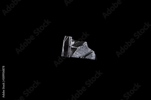 Transparent adhesive tape strips isolated on black background crumpled clear plastic sticky snips texture overlay