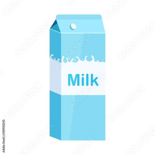 Blue milk carton on a white background. Drink. Vector stock illustration. isolated. White background