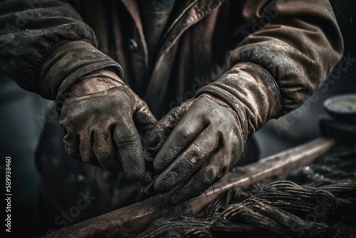 Close-up of Worker's Hands Dismantling Machinery