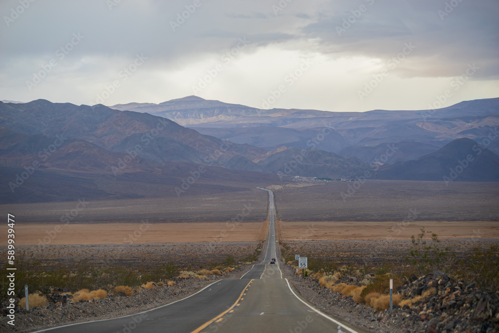 Beautiful straight road landscape