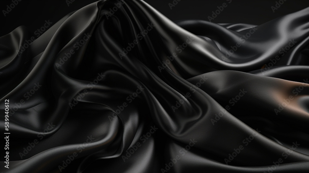 Smooth and Soft Black Satin Silk Background. Generative AI