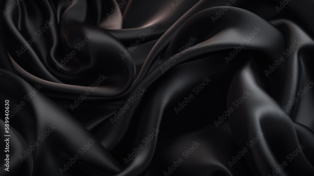 Obraz premium Smooth and Soft Black Satin Silk Background. Generative AI