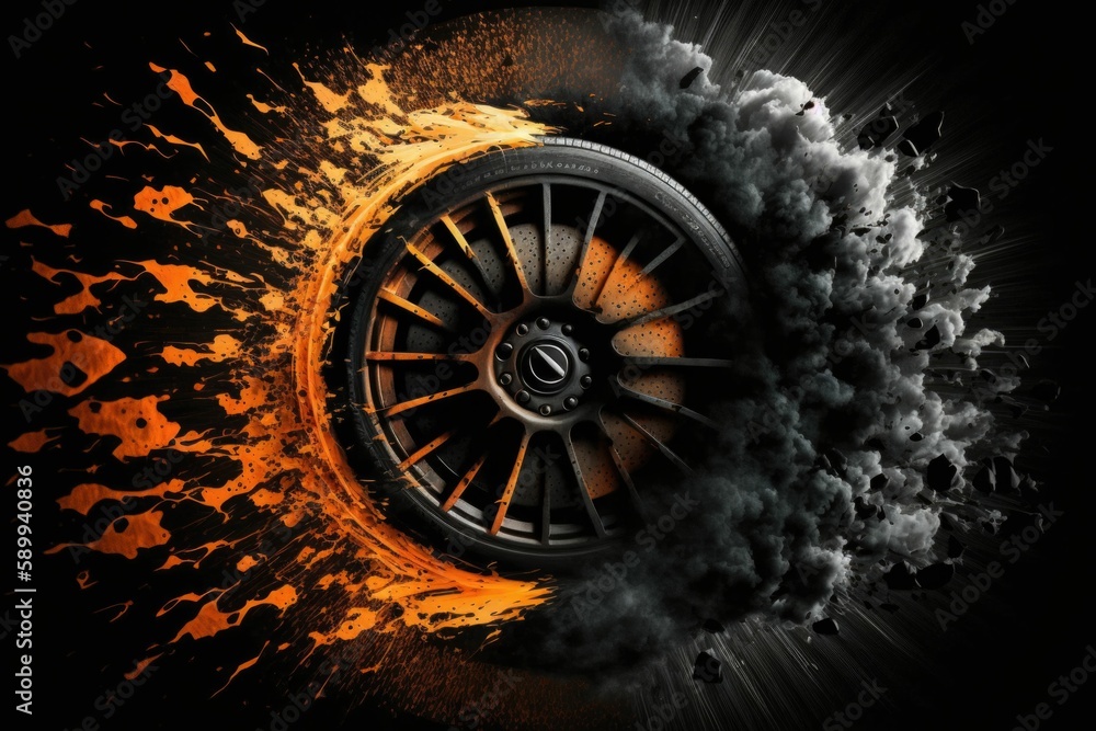 Ultra-Realistic Cinematic Photography of Burnout Wheel: A Captivating Display of Power and Precision