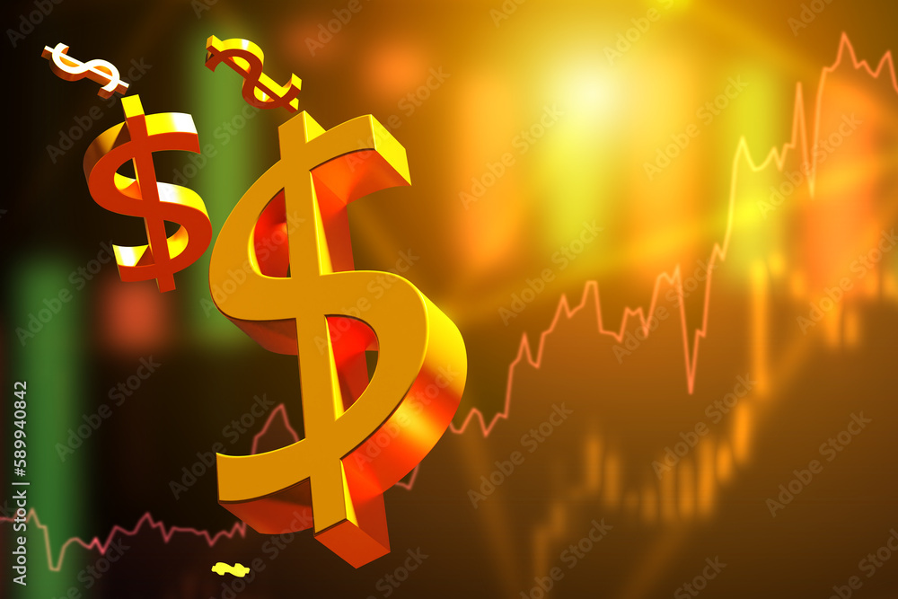 Financial background. Dollar symbols. Economic chart. Background with ...
