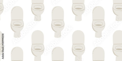 Seamless pattern with toilet bowl. Vector illustration