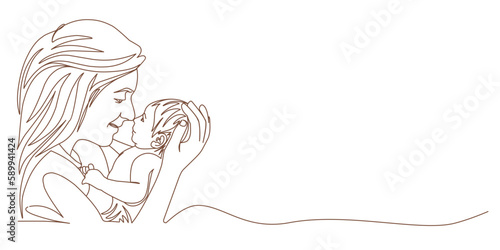 Mothers day line art style vector illustration