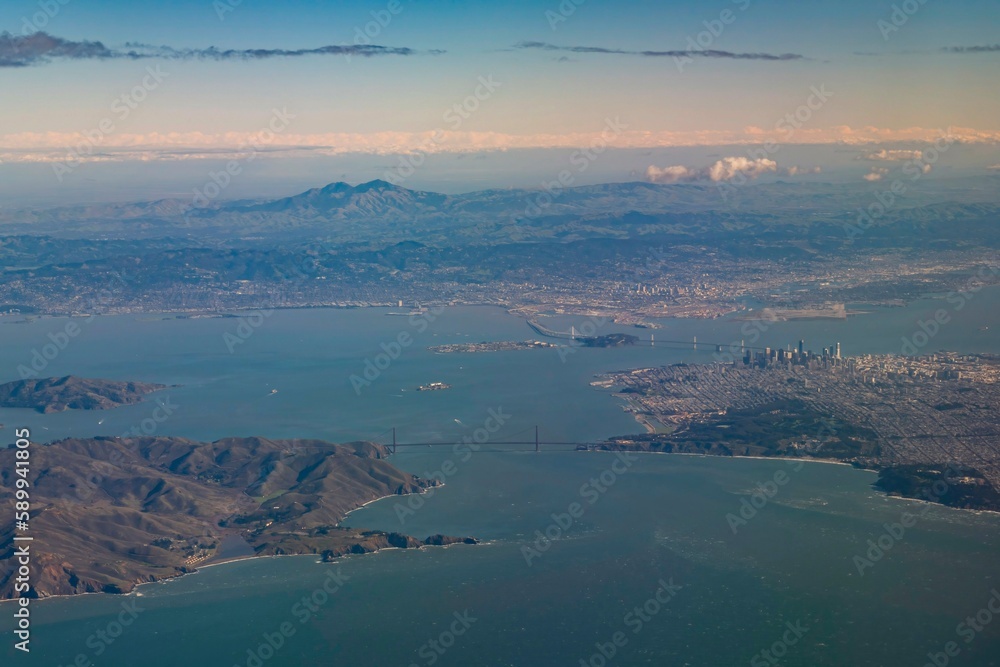 Sunny view of the San Francisco cityscape