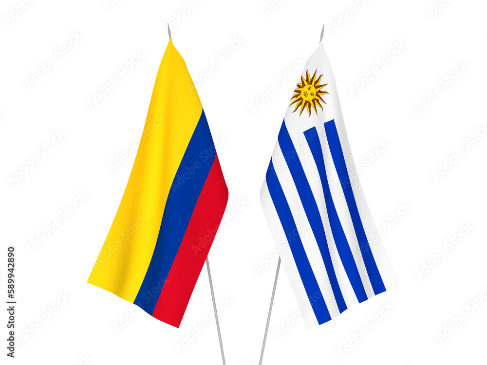 Colombia and Oriental Republic of Uruguay flags