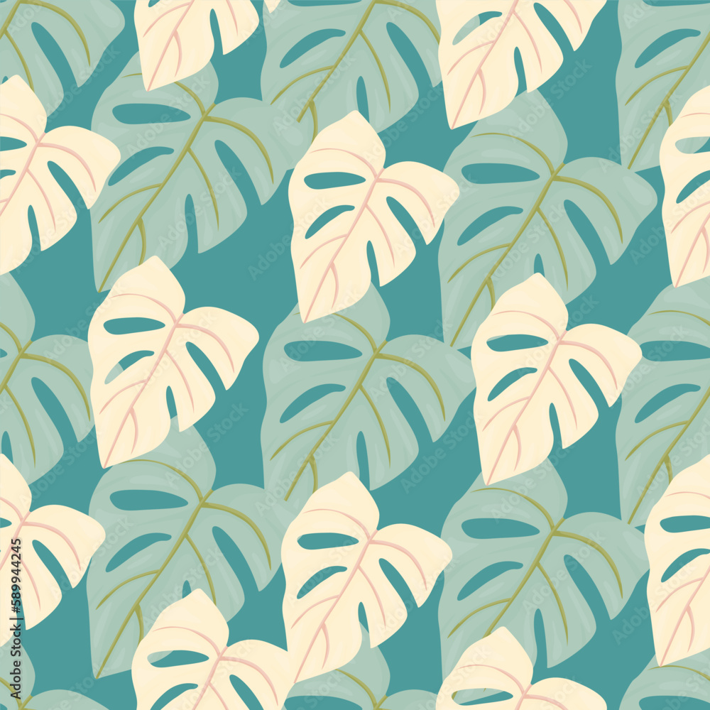 Botanical leaf wallpaper. Tropical pattern, palm leaves floral background. Abstract exotic plant seamless pattern.