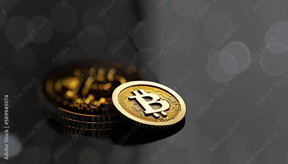 Background close up one golden coin with the bitcoin symbol cryptocurrency coin money coins digital btc 6