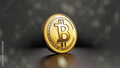Background close up one golden coin with the bitcoin symbol cryptocurrency coin money coins digital btc 4