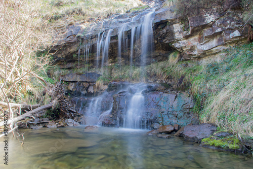 Waterfall of the Enverao stream  in the mountain pass of Estacas de Trueba  Cantabria .