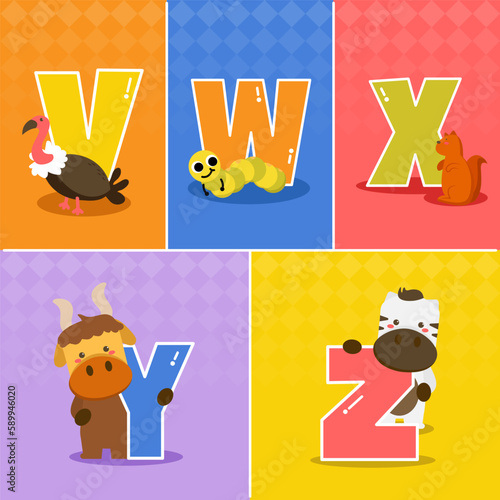 Set of cartoon funny difference english Alphabets vector