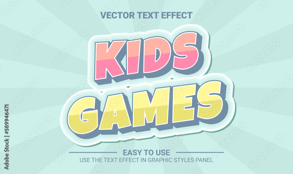 3d kids games editable text effect