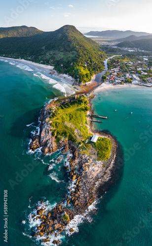 Aerial view of the beach in Brazil. South of Brazil, Santa Catarina, Florianopolis