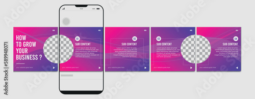 Set Of Instagram Carousel Post Template, Editable Instagram carousel post, social media carousel post for business, template eps 10.
