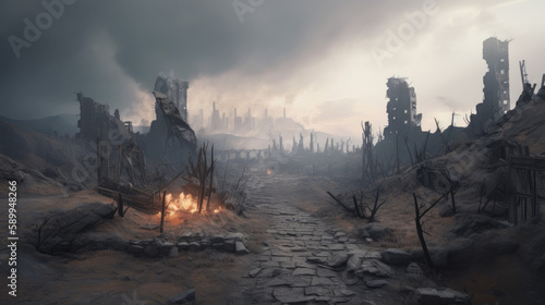 A fiery post-apocalyptic wasteland