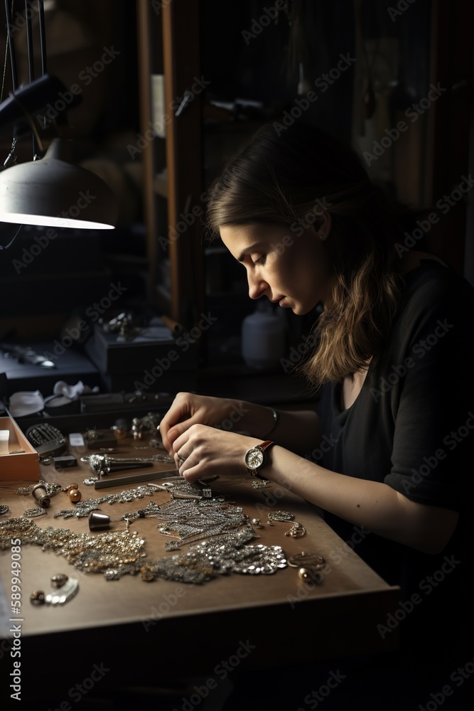 Fototapeta premium Jewelry Making Workshop Design , generative artificial intelligence