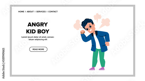 angry kid boy vector