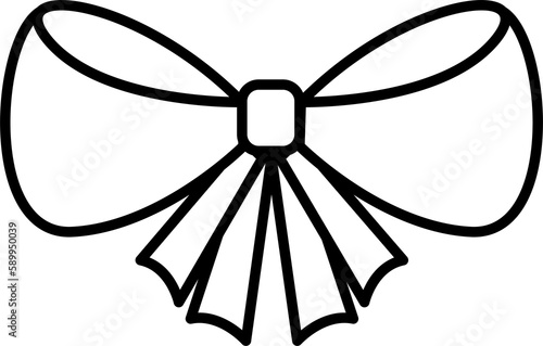 Black and white ribbon bow icon. PNG with transparent background.