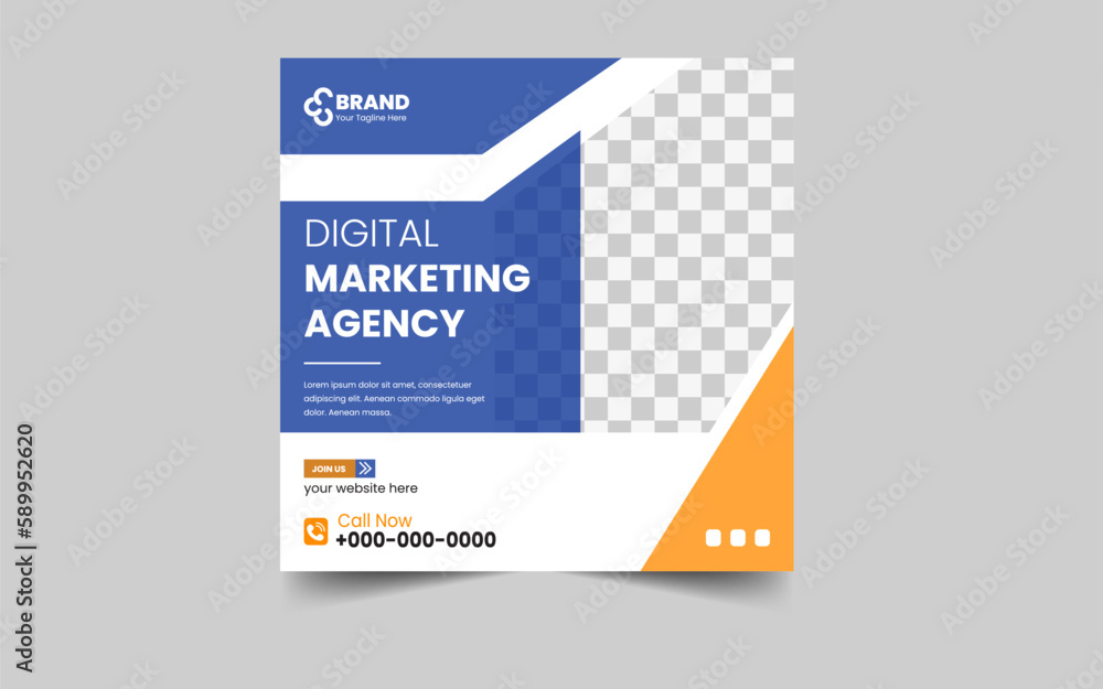Fototapeta premium Digital marketing agency social media and post template