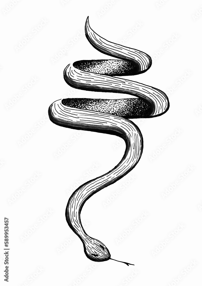 Obraz premium Poo shape snake ink illustration hand drawing 