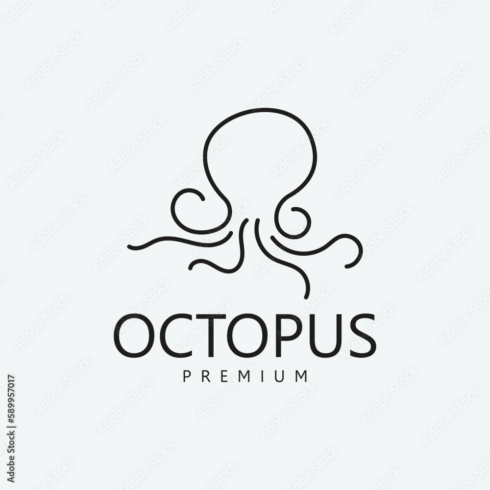 Octopus Vector Illustration Logo Template with Simple Concept