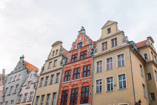 Architecture of the old town in Gdansk with city hall at dawn  Poland. Gdansk is the historical capital of Polish Pomerania with beautiful architecture. High quality photo