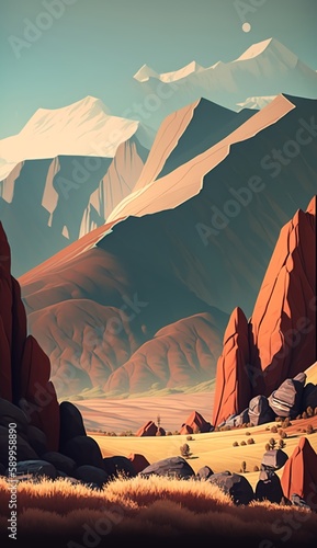 Background image of hills mountains and cliffs,Generative AI
